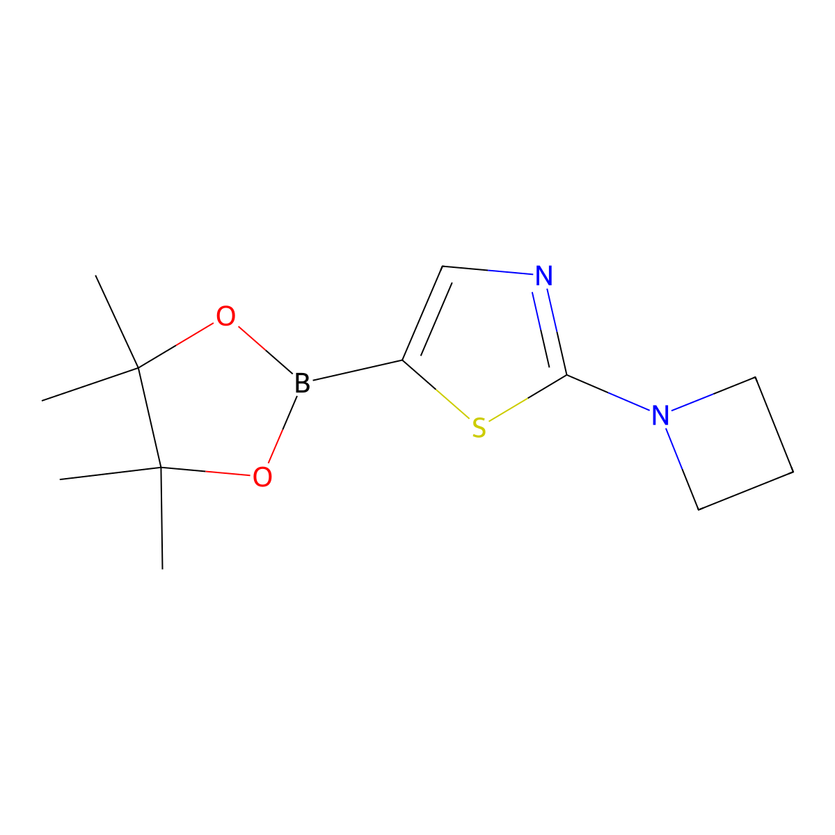 2-(Azetidin-1-yl)-5-(4,4,5,5-tetramethyl-1,3,2-dioxaborolan-2-yl)thiazole molecular structure, CAS 1351270-85-3
