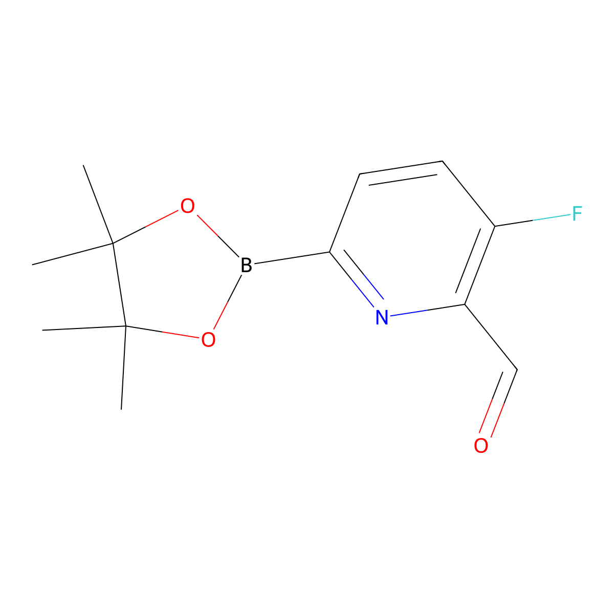3-Fluoro-6-(tetramethyl-1,3,2-dioxaborolan-2-yl)pyridine-2-carbaldehyde molecular structure, CAS 1351276-60-2