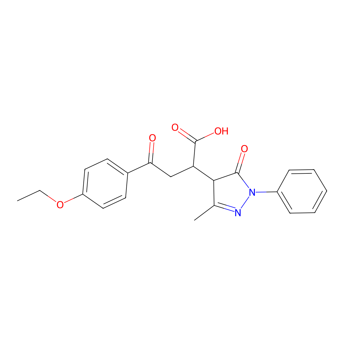 4-(4-ethoxyphenyl)-2-(3-methyl-5-oxo-1-phenyl-4,5-dihydro-1H-pyrazol-4-yl)-4-oxobutanoic acid molecular structure, CAS 135128-60-8
