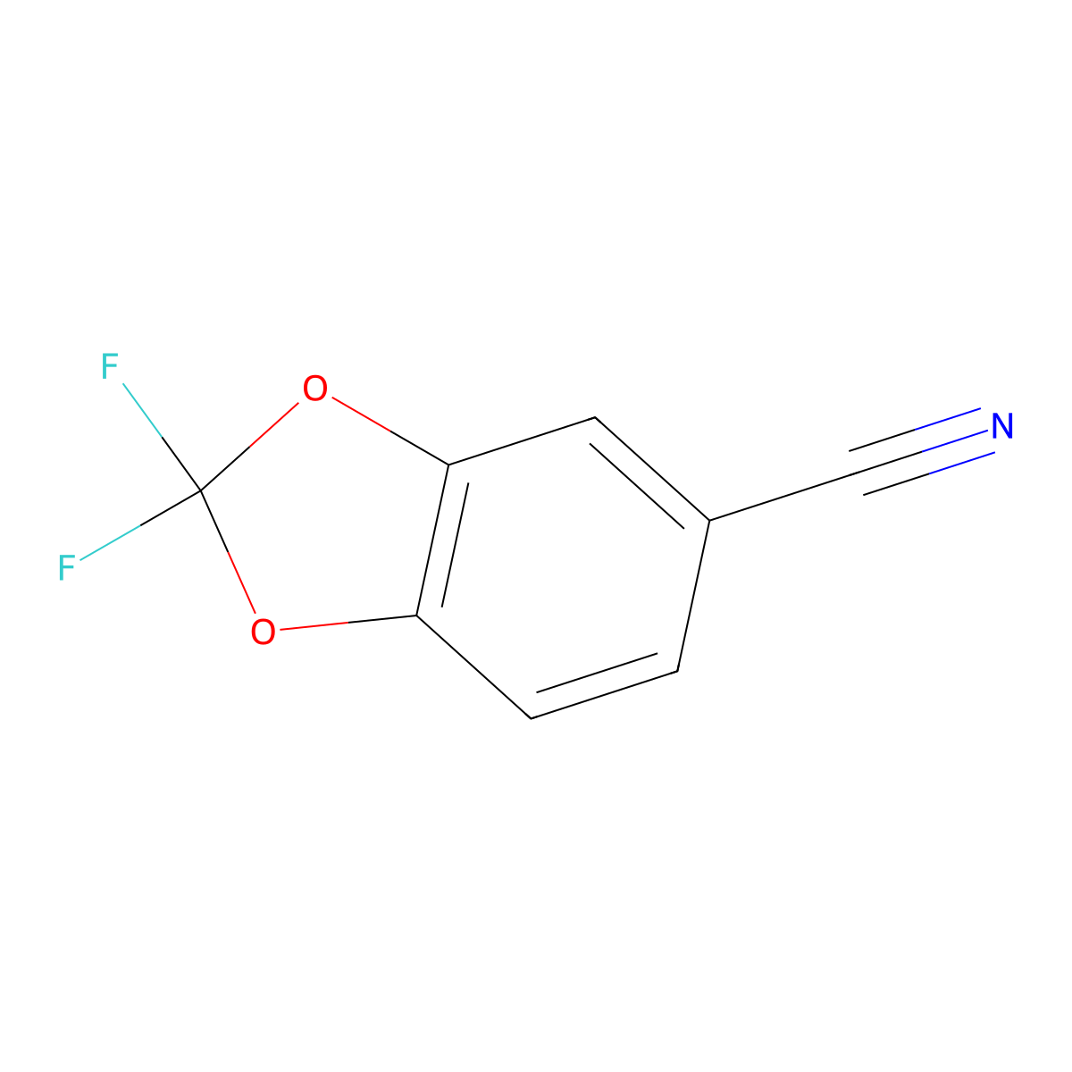 2,2-Difluoro-2H-1,3-benzodioxole-5-carbonitrile molecular structure, CAS 135132-34-2