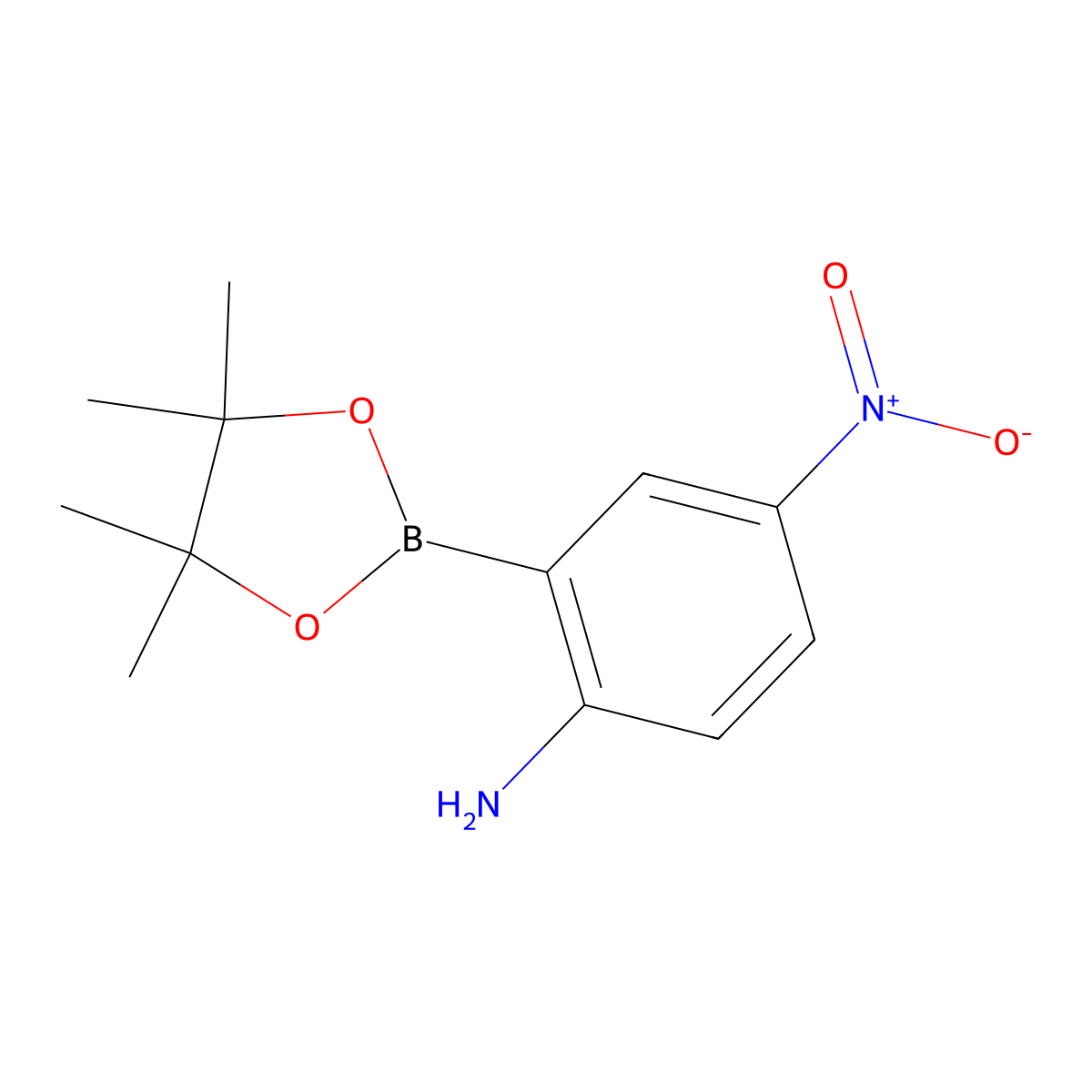 4-Nitro-2-(4,4,5,5-tetramethyl-1,3,2-dioxaborolan-2-yl)aniline molecular structure, CAS 1351337-48-8