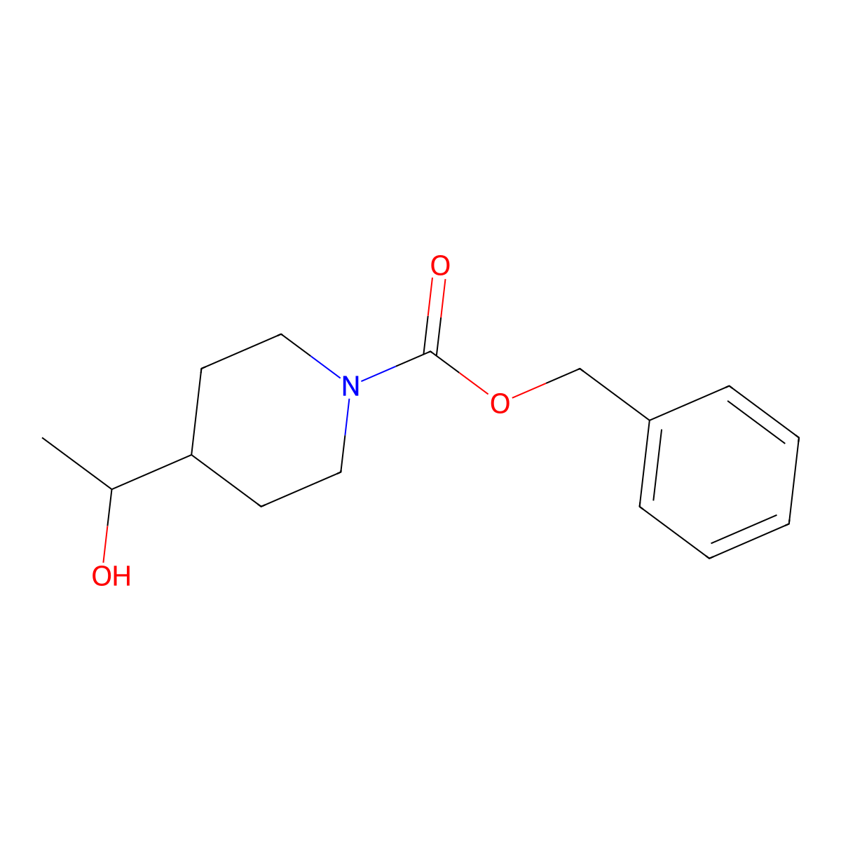 benzyl 4-[(1R)-1-hydroxyethyl]piperidine-1-carboxylate molecular structure, CAS 1351343-13-9