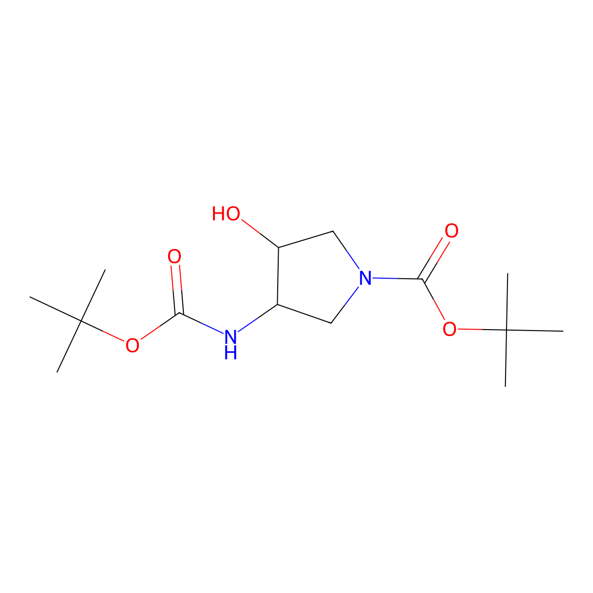 tert-butyl (3S,4S)-3-{[(tert-butoxy)carbonyl]amino}-4-hydroxypyrrolidine-1-carboxylate molecular structure, CAS 1351343-29-7
