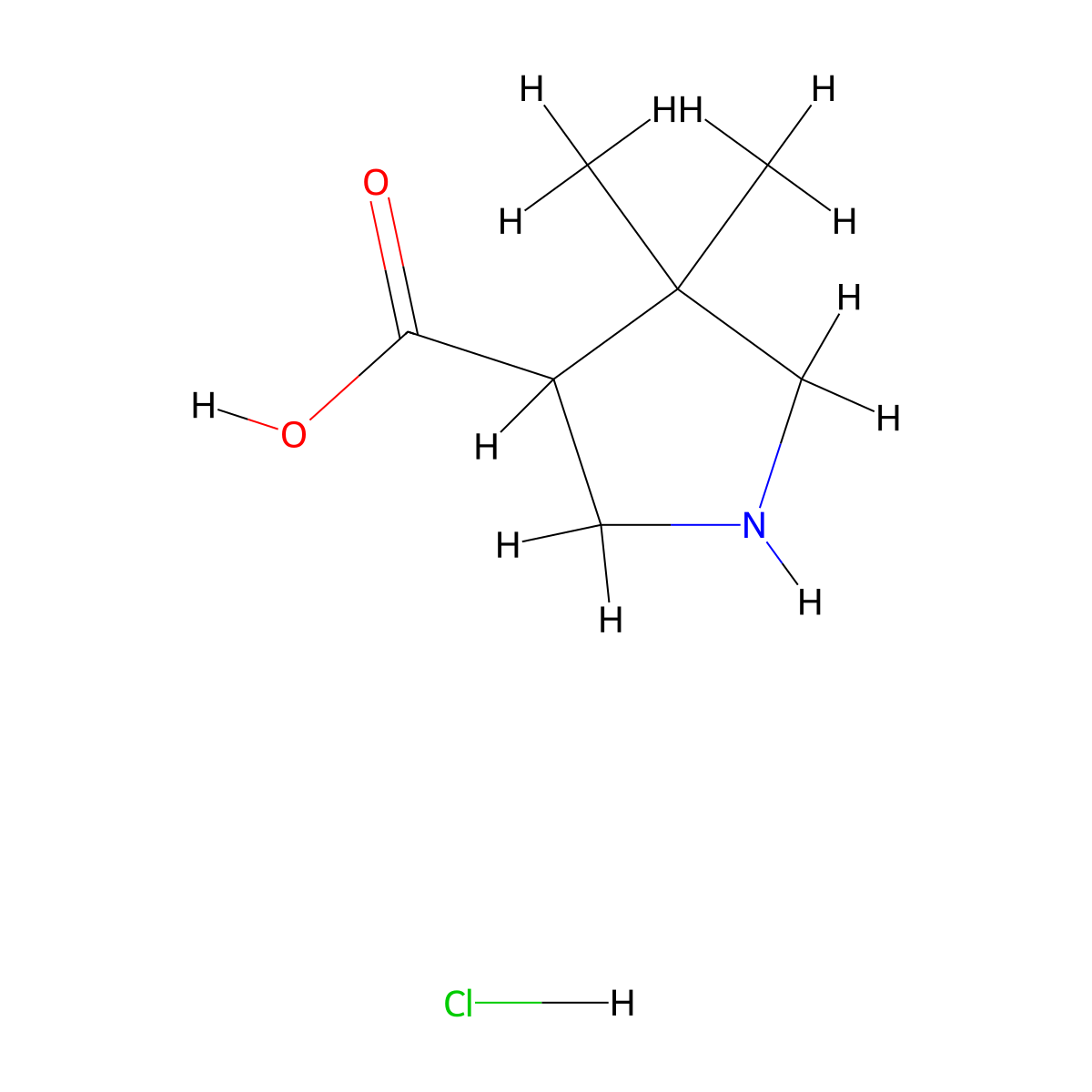 4,4-Dimethylpyrrolidine-3-carboxylic acid hydrochloride molecular structure, CAS 1351343-41-3