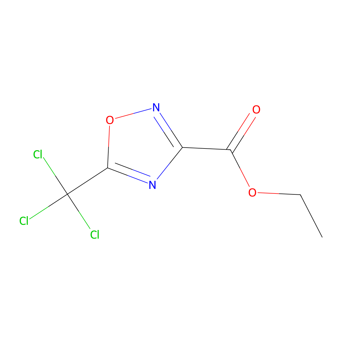Ethyl 5-(trichloromethyl)-1,2,4-oxadiazole-3-carboxylate molecular structure, CAS 1351343-57-1