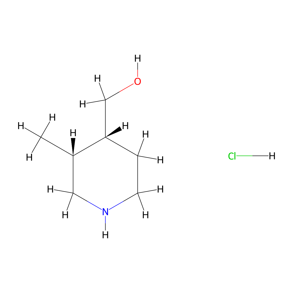 (cis-3-Methyl-4-piperidyl)methanol hydrochloride molecular structure, CAS 1351345-75-9