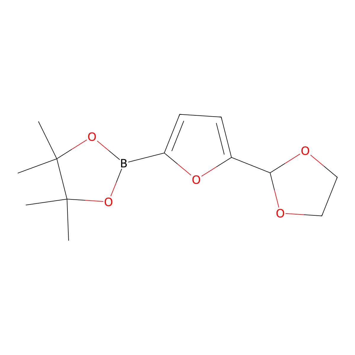 2-(5-(1,3-Dioxolan-2-yl)furan-2-yl)-4,4,5,5-tetramethyl-1,3,2-dioxaborolane molecular structure, CAS 1351353-51-9
