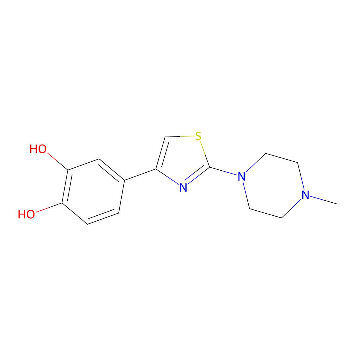 4-(2-(4-Methylpiperazin-1-yl)thiazol-4-yl)benzene-1,2-diol molecular structure, CAS 1351360-87-6