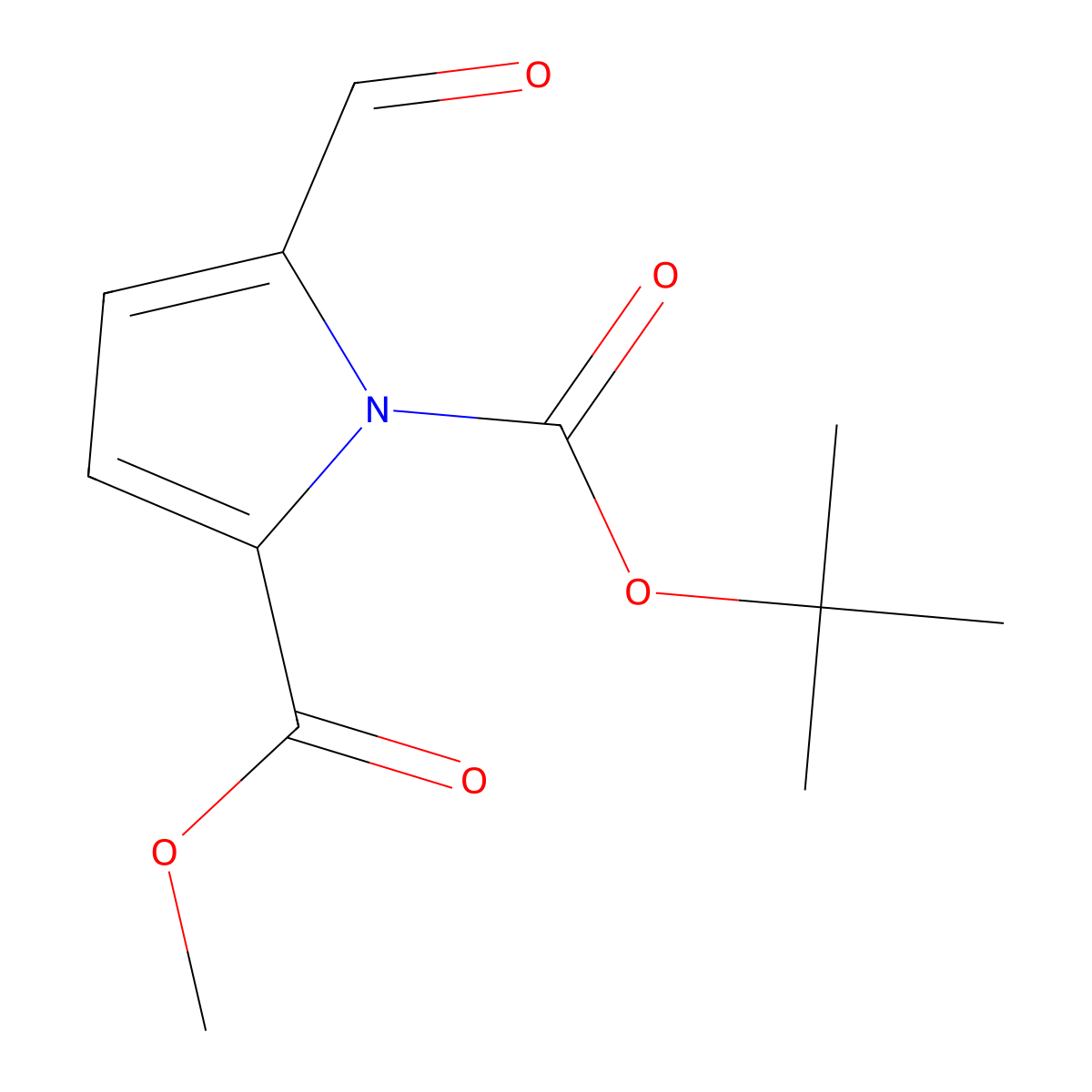 methyl N-tert-butoxycarbonyl-5-formylpyrrole-2-carboxylate molecular structure, CAS 1351372-17-2