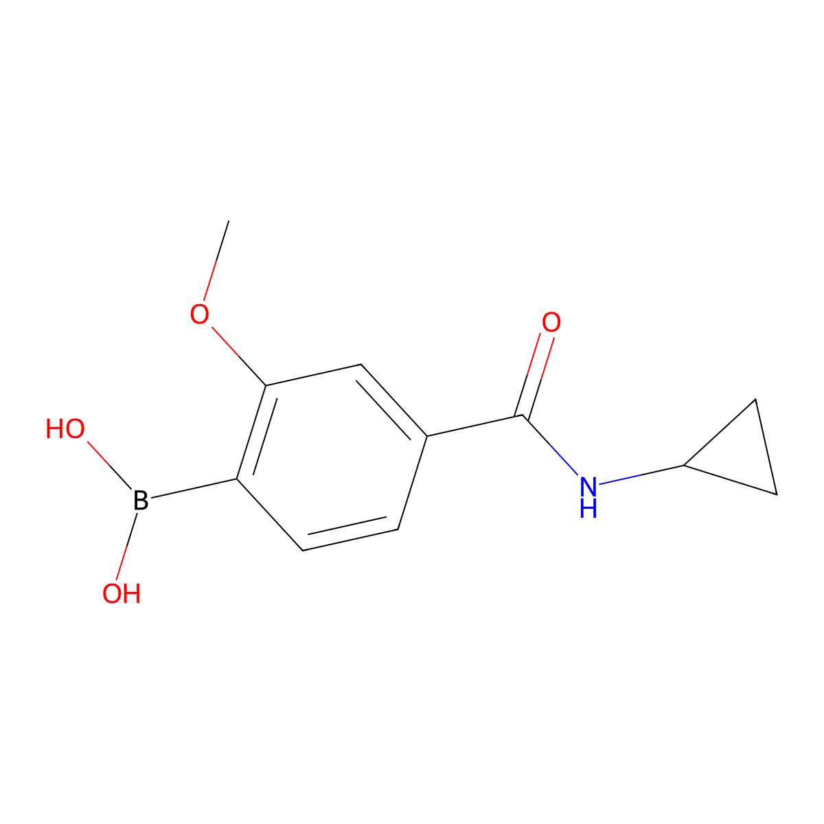 4-(Cyclopropylcarbamoyl)-2-methoxyphenylboronic acid molecular structure, CAS 1351373-76-6