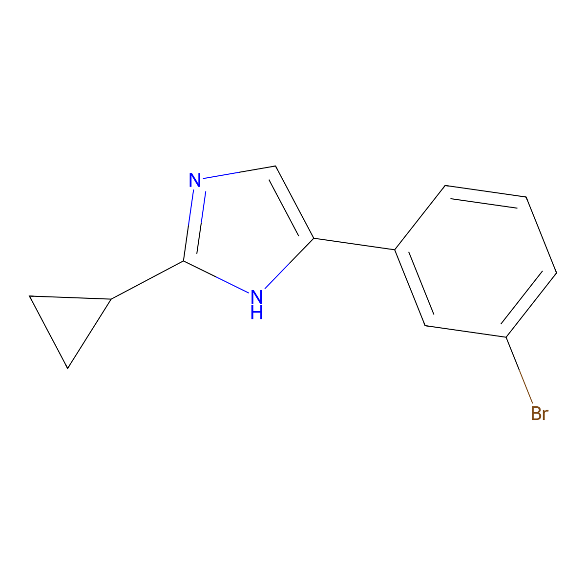 4-(3-bromophenyl)-2-cyclopropyl-1H-imidazole molecular structure, CAS 1351374-31-6