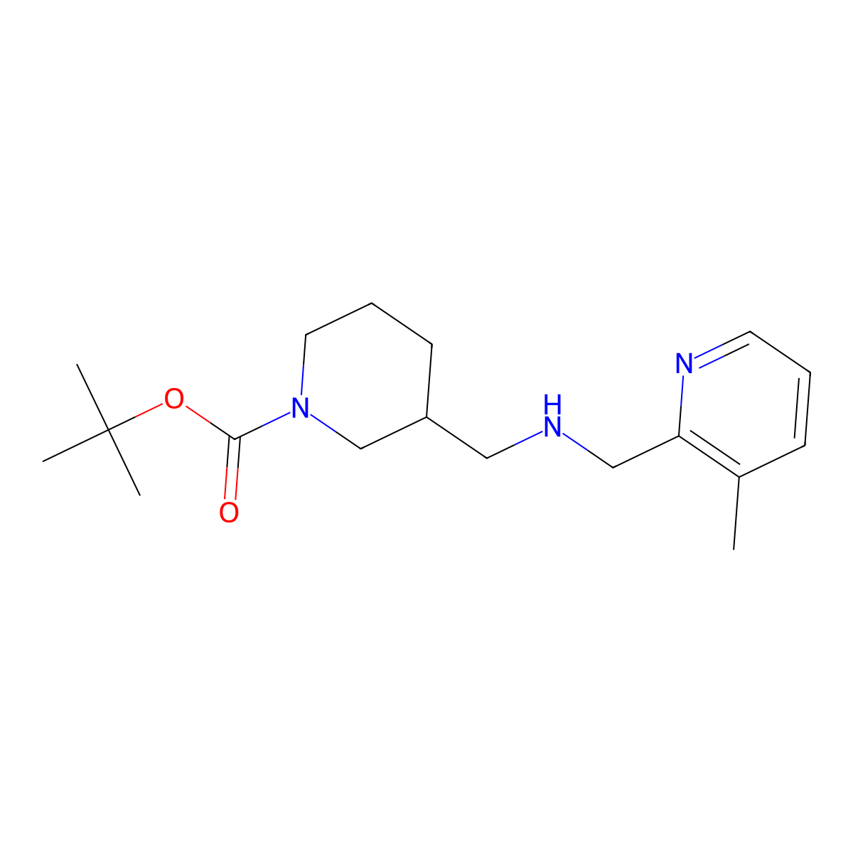 Tert-butyl 3-[[(3-methyl-2-pyridinyl)methylamino]methyl]piperidine-1-carboxylate molecular structure, CAS 1351377-36-0