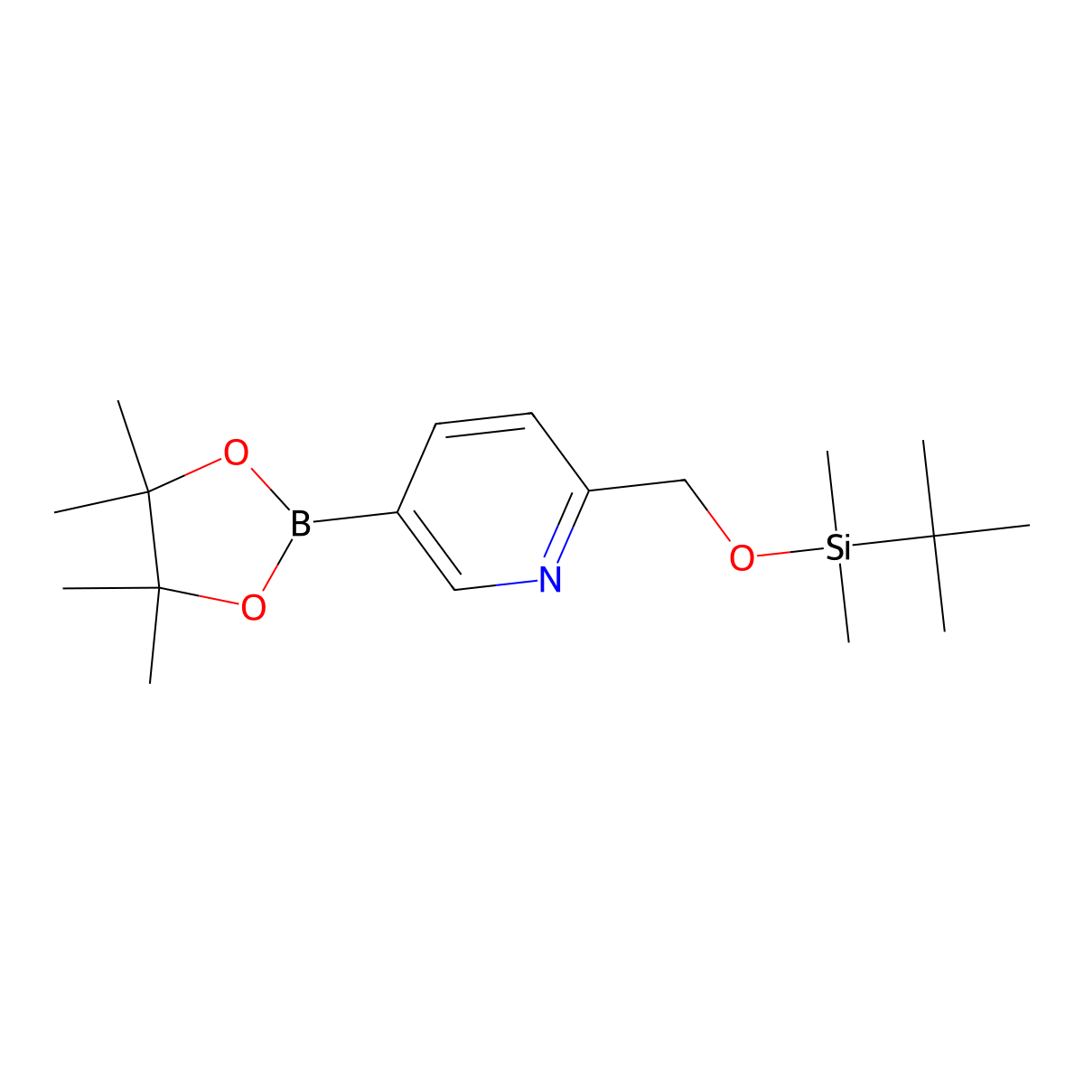 2-(((tert-butyldiMethylsilyl)oxy)Methyl)-5-(4,4,5,5-tetraMethyl-1,3,2-dioxaborolan-2-yl)pyridine molecular structure, CAS 1351378-73-8