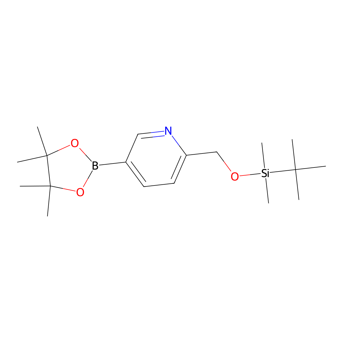 2-(((tert-butyldiMethylsilyl)oxy)Methyl)-5-(4,4,5,5-tetraMethyl-1,3,2-dioxaborolan-2-yl)pyridine molecular structure, CAS 1351378-73-8