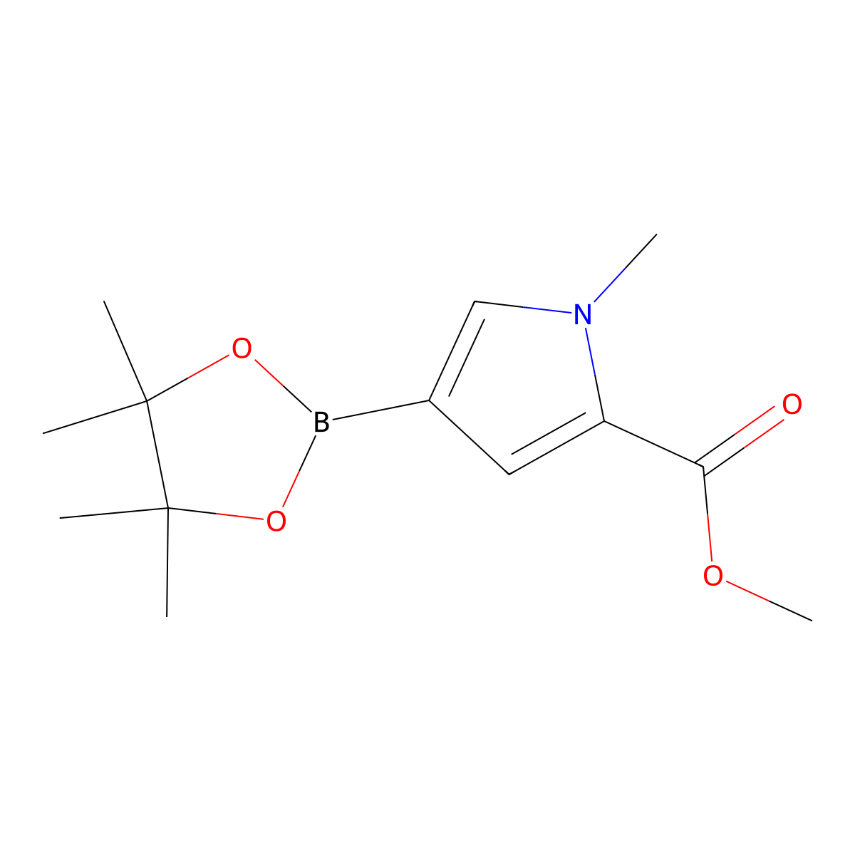 Methyl 1-methyl-4-(4,4,5,5-tetramethyl-1,3,2-dioxaborolan-2-yl)-1H-pyrrole-2-carboxylate molecular structure, CAS 1351379-23-1