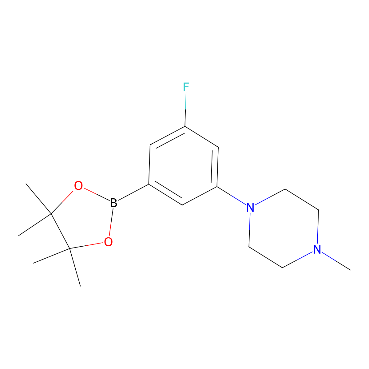 1-(3-Fluoro-5-(4,4,5,5-tetramethyl-1,3,2-dioxaborolan-2-yl)phenyl)-4-methylpiperazine molecular structure, CAS 1351379-28-6