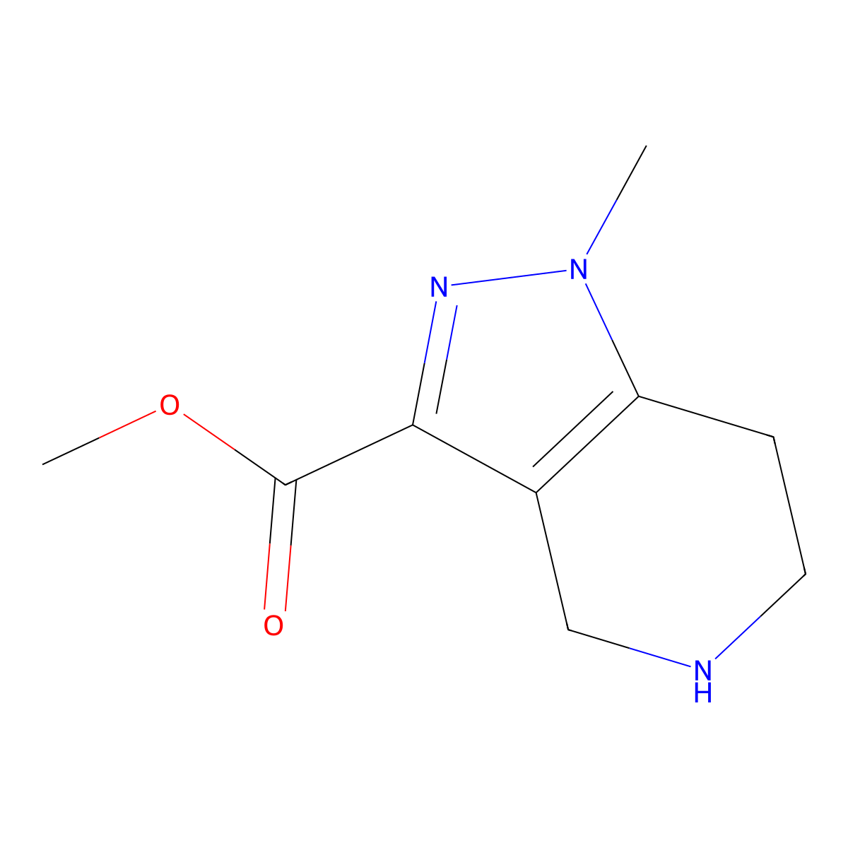 methyl 1-methyl-4,5,6,7-tetrahydro-1H-pyrazolo[4,3-c]pyridine-3-carboxylate molecular structure, CAS 1351382-11-0