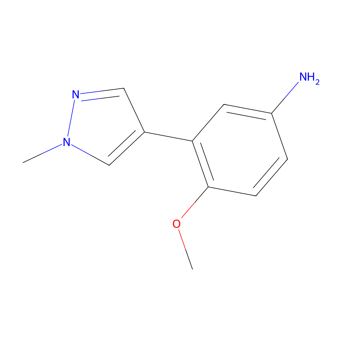4-Methoxy-3-(1-methyl-1H-pyrazol-4-yl)aniline molecular structure, CAS 1351382-51-8