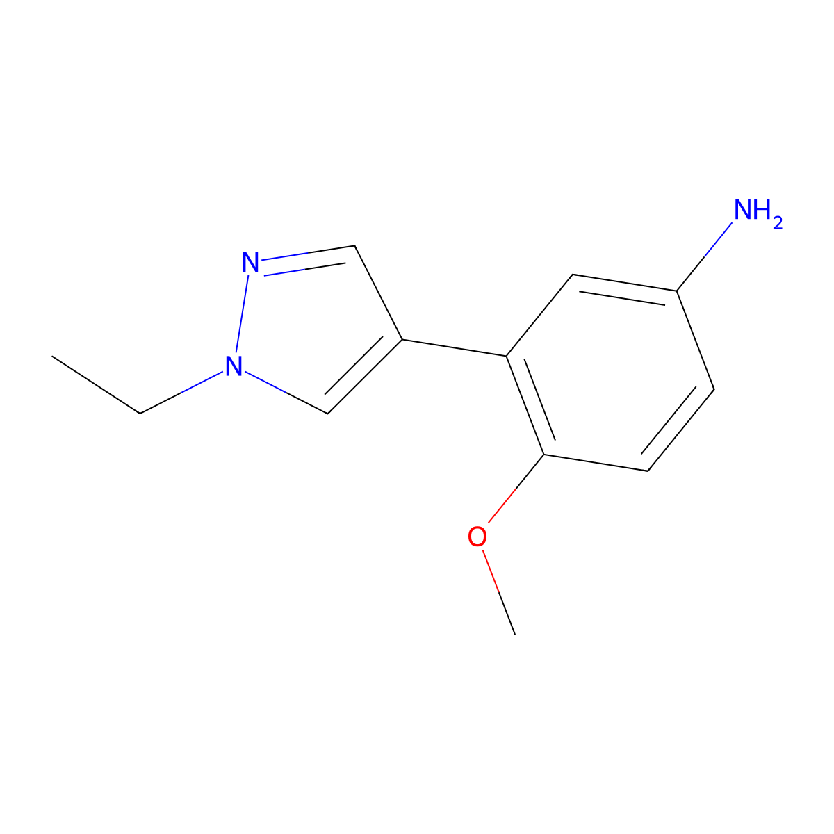 3-(1-Ethyl-1H-pyrazol-4-yl)-4-methoxyaniline molecular structure, CAS 1351384-32-1