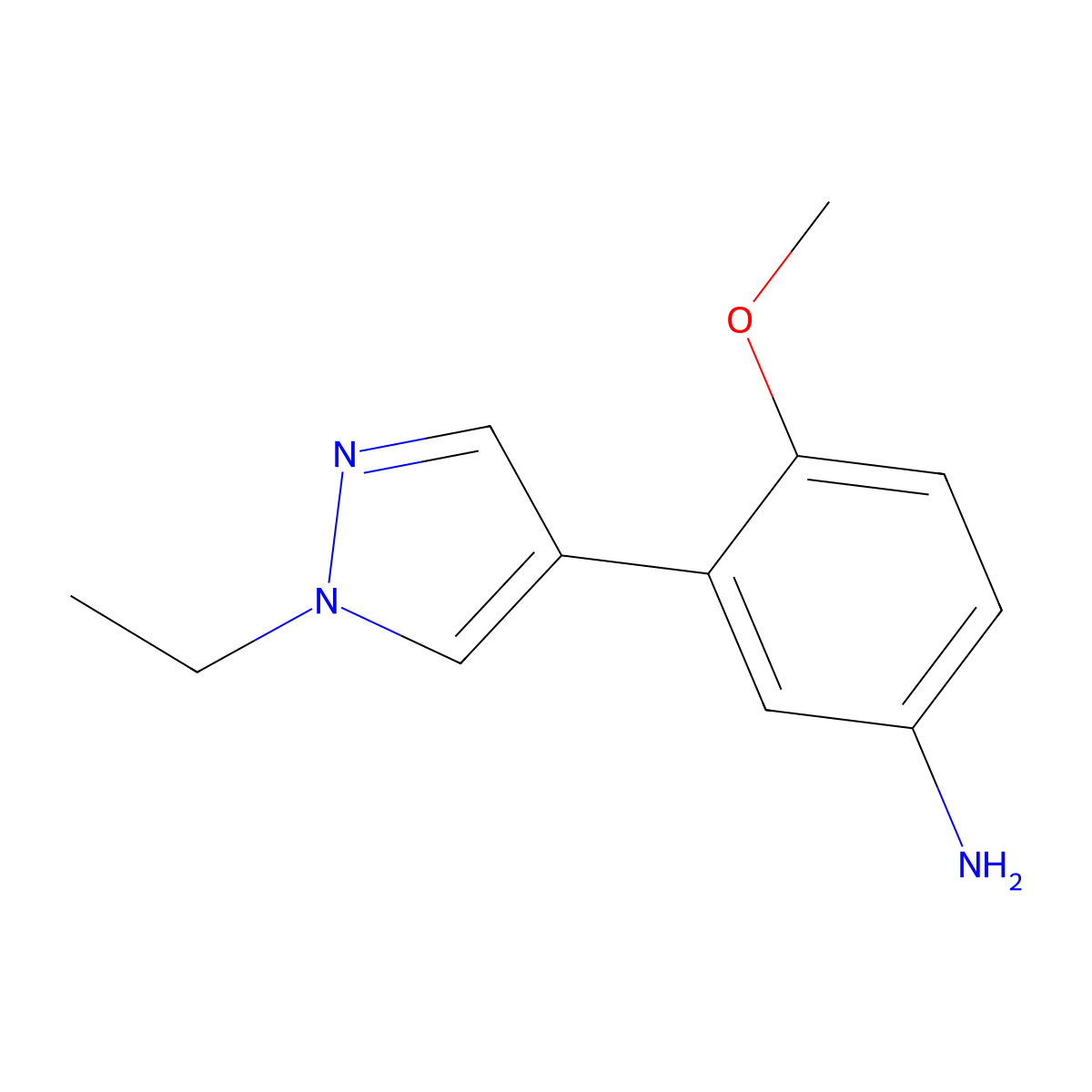 3-(1-Ethyl-1H-pyrazol-4-yl)-4-methoxyaniline molecular structure, CAS 1351384-32-1