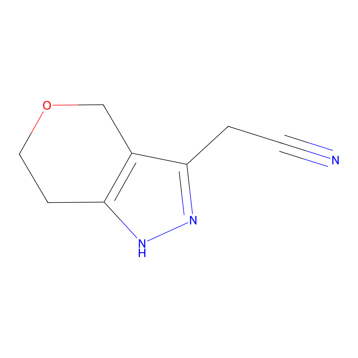 2-(1,4,6,7-Tetrahydropyrano[4,3-c]pyrazol-3-yl)acetonitrile molecular structure, CAS 1351384-55-8