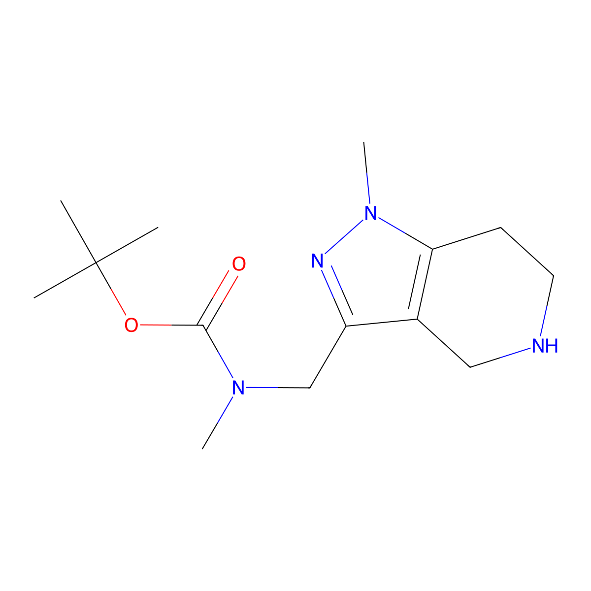 tert-Butyl methyl((1-methyl-4,5,6,7-tetrahydro-1H-pyrazolo[4,3-c]pyridin-3-yl)methyl)carbamate molecular structure, CAS 1351384-62-7