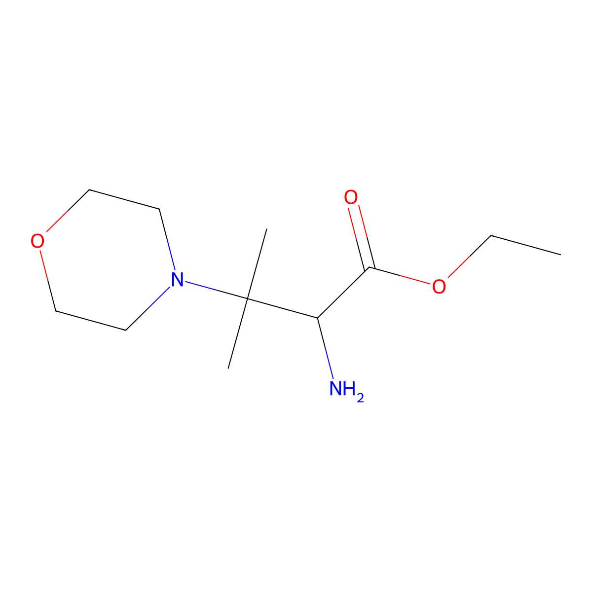 Ethyl 2-amino-3-methyl-3-(morpholin-4-yl)butanoate molecular structure, CAS 1351385-29-9