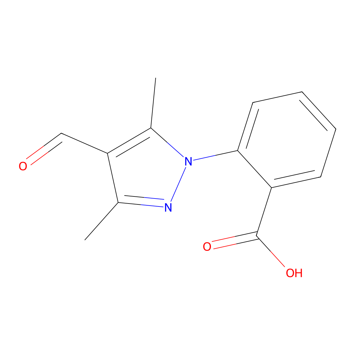2-(4-Formyl-3,5-dimethyl-1H-pyrazol-1-yl)benzoic acid molecular structure, CAS 1351387-08-0