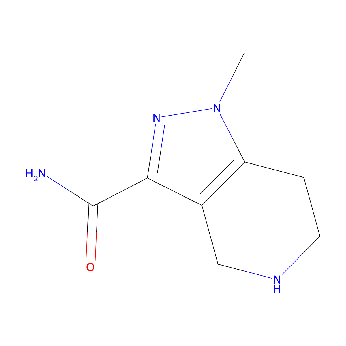 1-methyl-4,5,6,7-tetrahydro-1H-pyrazolo[4,3-c]pyridine-3-carboxamide molecular structure, CAS 1351392-85-2