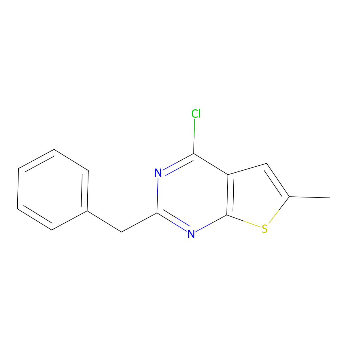 2-Benzyl-4-chloro-6-methylthieno[2,3-d]pyrimidine molecular structure, CAS 1351393-14-0
