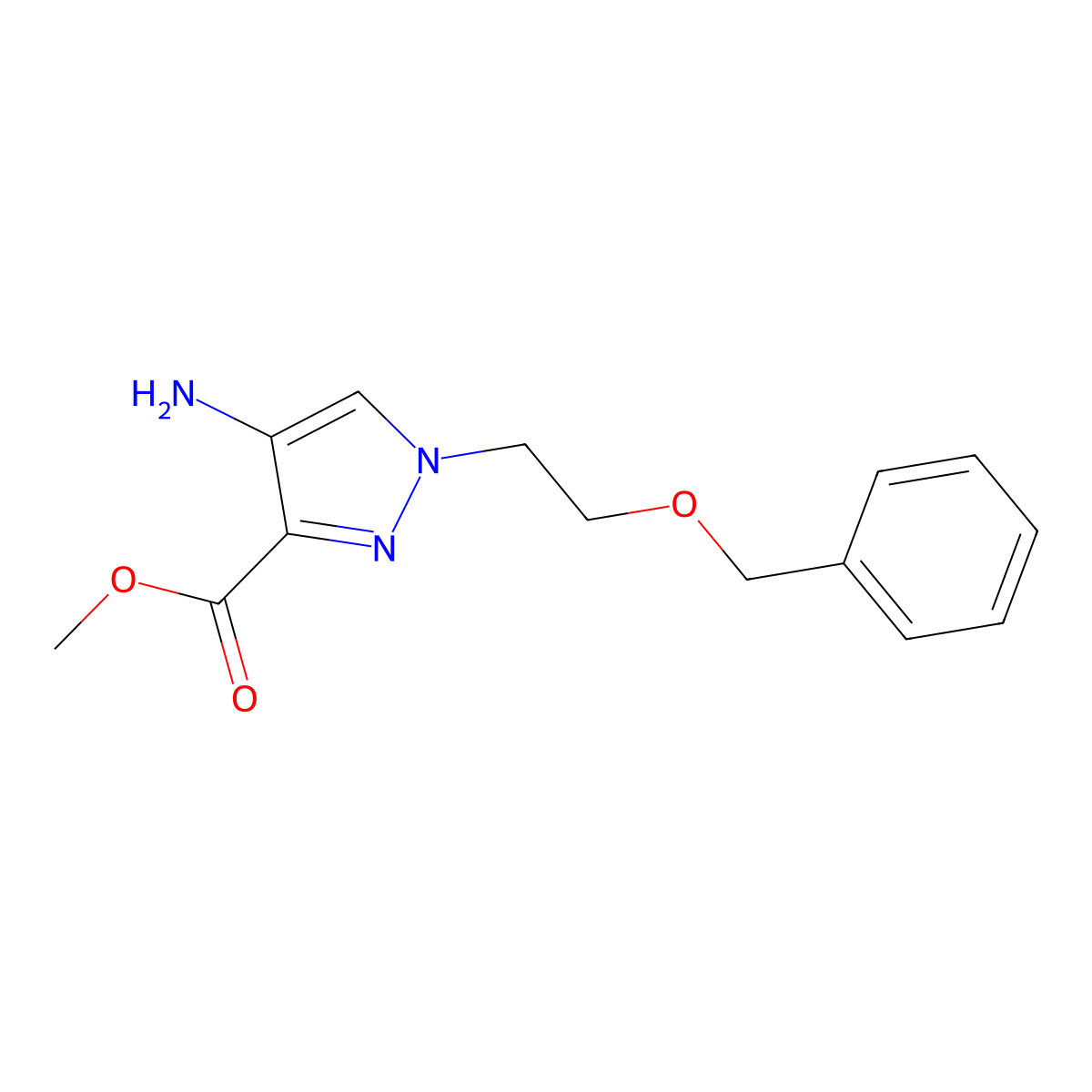 Methyl 4-amino-1-(2-(benzyloxy)ethyl)-1H-pyrazole-3-carboxylate molecular structure, CAS 1351393-16-2