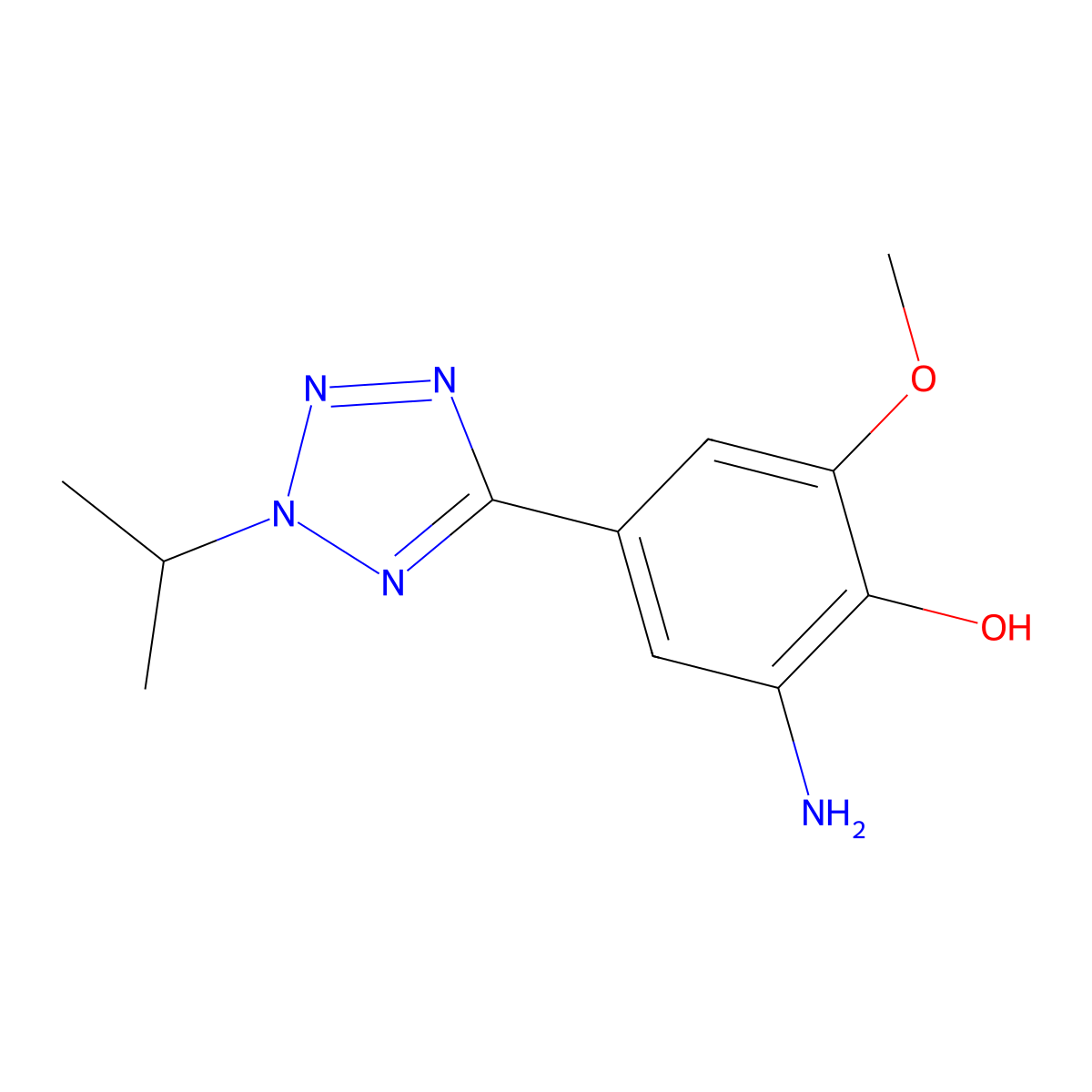 2-amino-6-methoxy-4-[2-(propan-2-yl)-2H-tetrazol-5-yl]phenol molecular structure, CAS 1351393-86-6