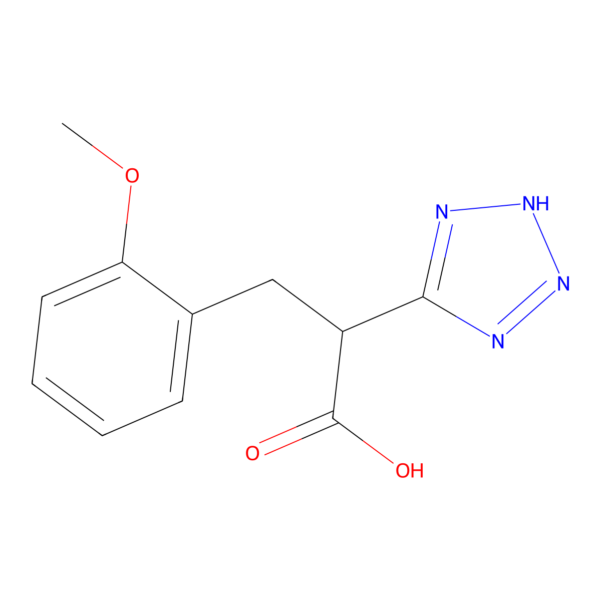 3-(2-methoxyphenyl)-2-(1H-tetrazol-5-yl)propanoic acid molecular structure, CAS 1351393-94-6