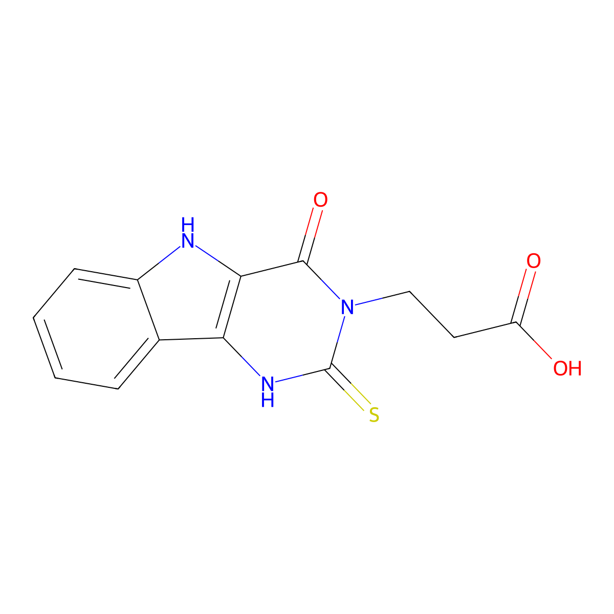 3-(4-oxo-2-thioxo-1,2,4,5-tetrahydro-3H-pyrimido[5,4-b]indol-3-yl)propanoic acid molecular structure, CAS 1351398-18-9