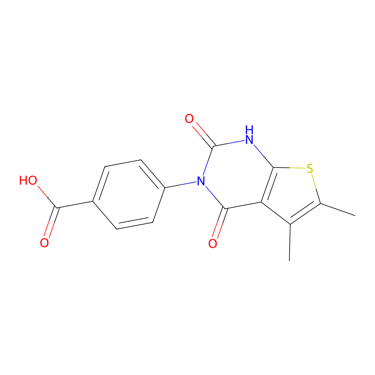 4-(5,6-dimethyl-2,4-dioxo-1,4-dihydrothieno[2,3-d]pyrimidin-3(2H)-yl)benzoic acid molecular structure, CAS 1351398-30-5
