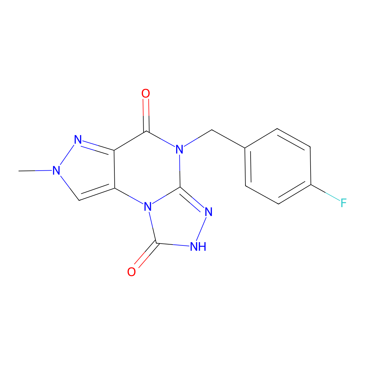 4-(4-fluorobenzyl)-7-methyl-2,4-dihydro-1H-pyrazolo[3,4-e][1,2,4]triazolo[4,3-a]pyrimidine-1,5(7H)-dione molecular structure, CAS 1351398-36-1