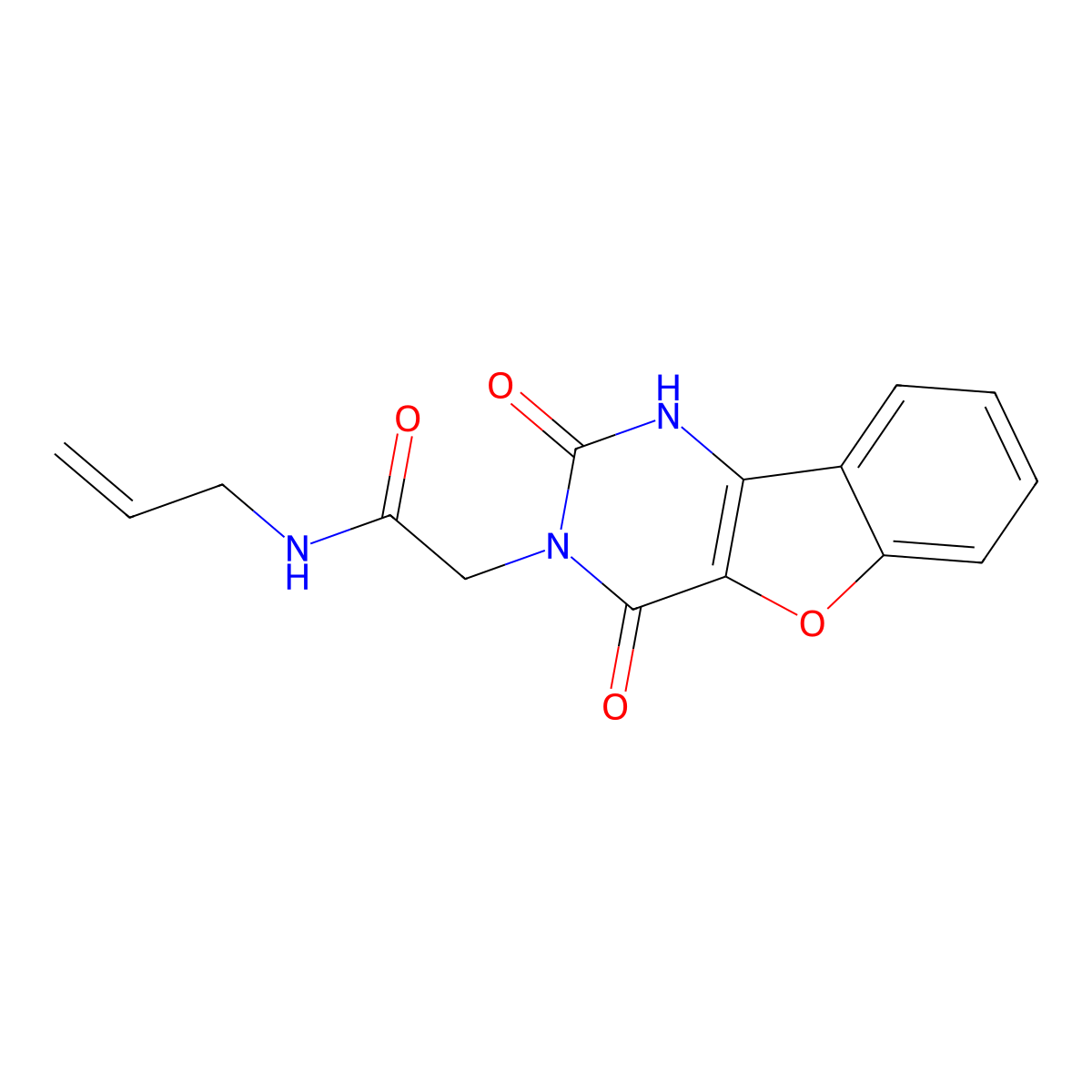2-(2,4-dioxo-1,4-dihydro[1]benzofuro[3,2-d]pyrimidin-3(2H)-yl)-N-(prop-2-en-1-yl)acetamide molecular structure, CAS 1351398-53-2