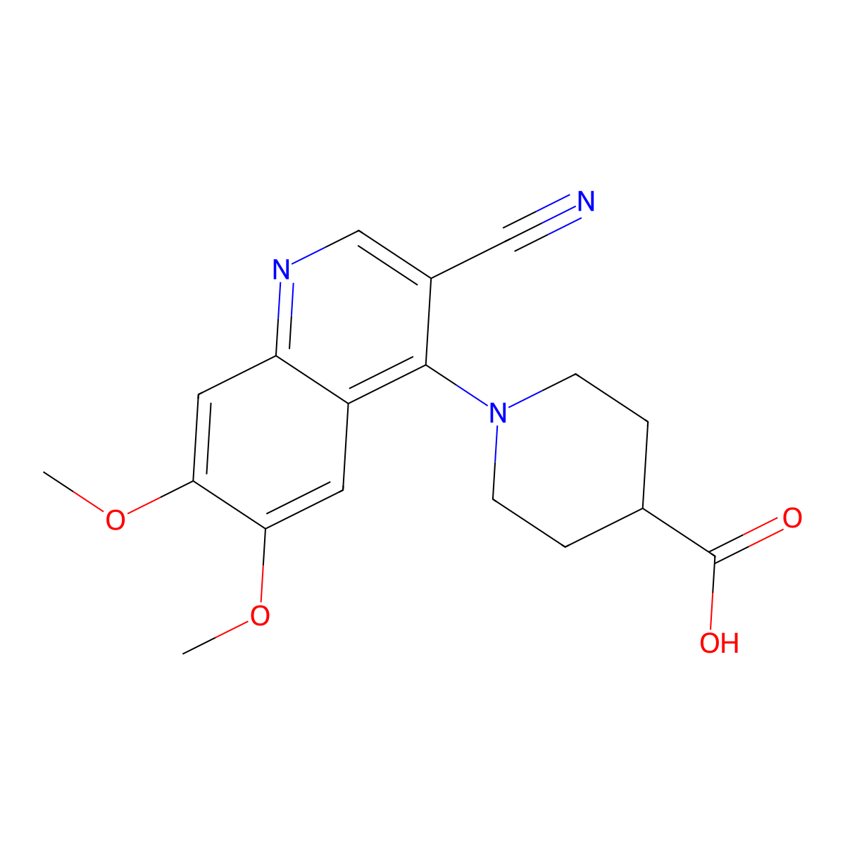 1-(3-Cyano-6,7-dimethoxyquinolin-4-yl)piperidine-4-carboxylic acid molecular structure, CAS 1351398-61-2