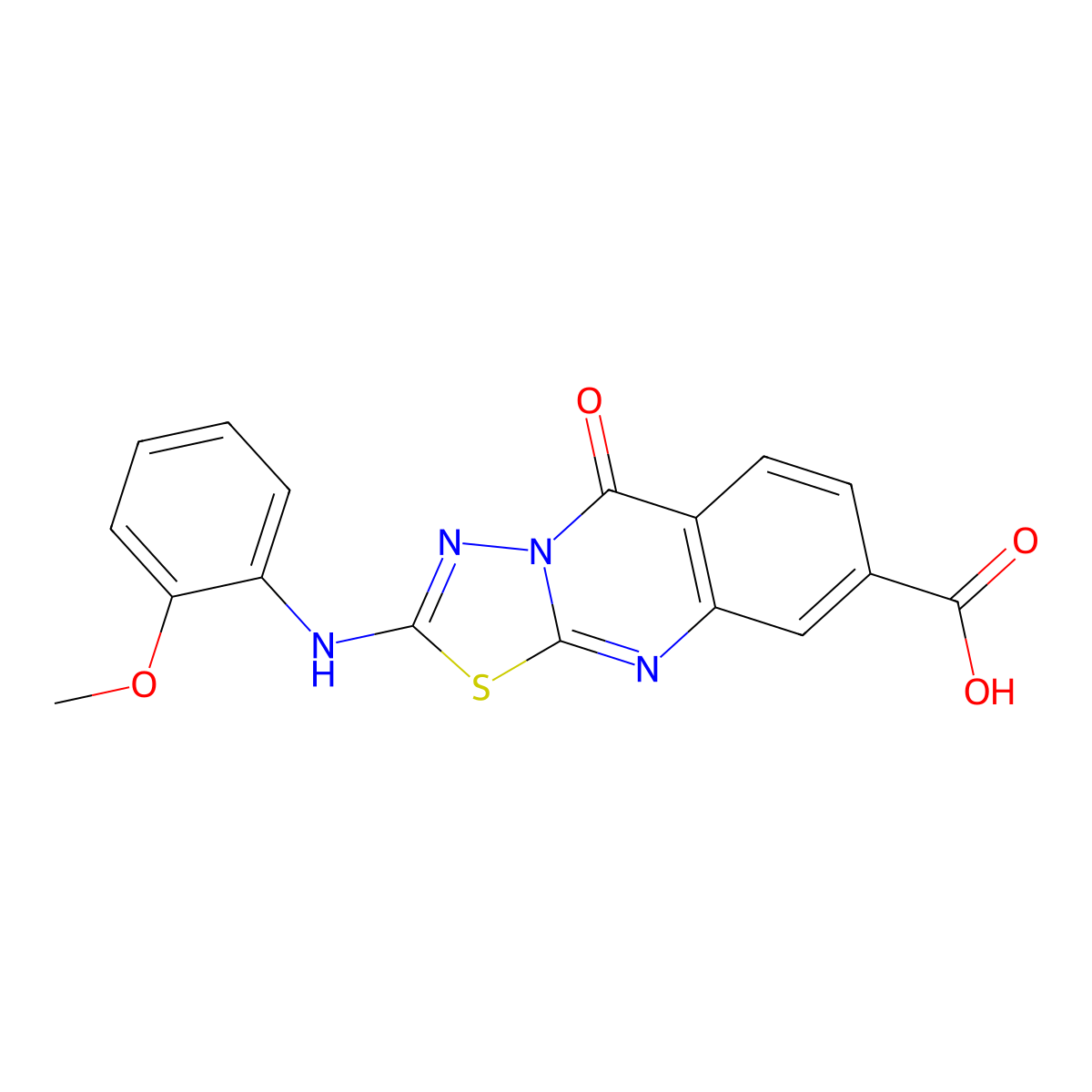 2-[(2-methoxyphenyl)amino]-5-oxo-5H-[1,3,4]thiadiazolo[2,3-b]quinazoline-8-carboxylic acid molecular structure, CAS 1351398-64-5
