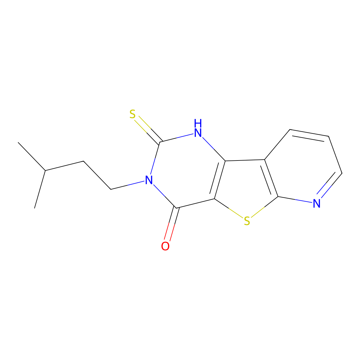 3-(3-methylbutyl)-2-thioxo-2,3-dihydropyrido[3',2':4,5]thieno[3,2-d]pyrimidin-4(1H)-one molecular structure, CAS 1351398-79-2