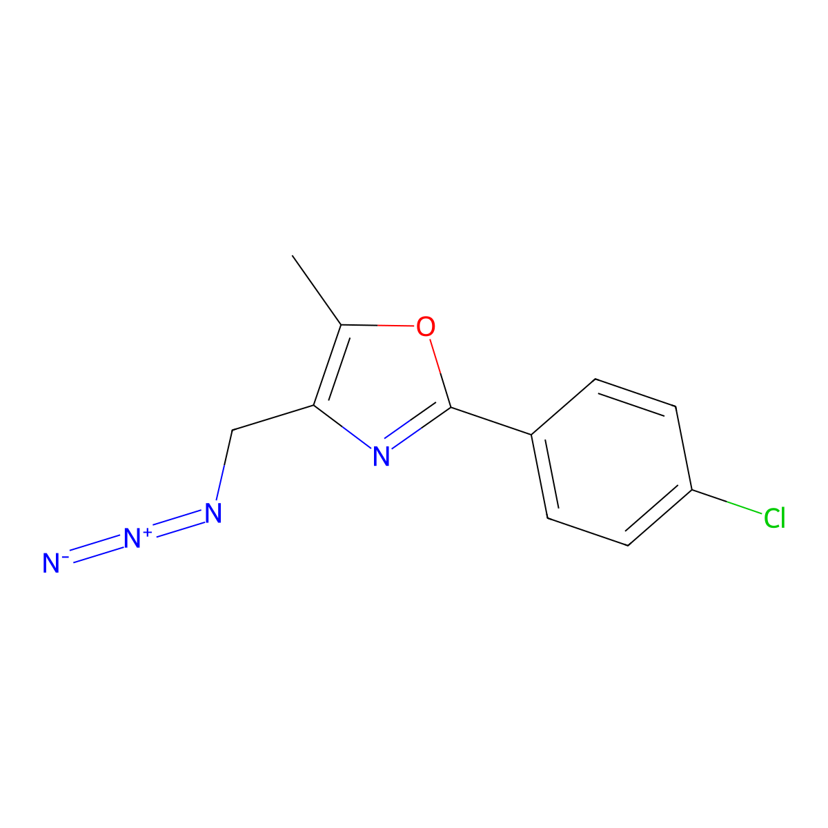 4-(Azidomethyl)-2-(4-chlorophenyl)-5-methyl-1,3-oxazole molecular structure, CAS 1351398-82-7
