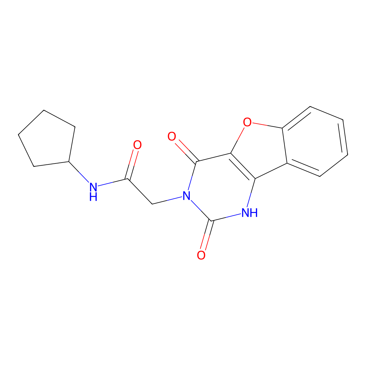 N-cyclopentyl-2-(2,4-dioxo-1,4-dihydro[1]benzofuro[3,2-d]pyrimidin-3(2H)-yl)acetamide molecular structure, CAS 1351398-87-2