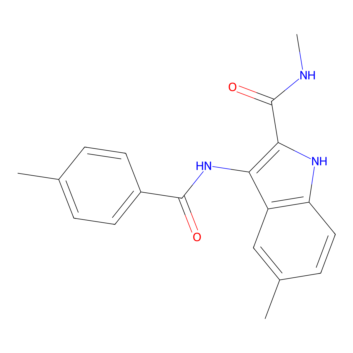 N,5-dimethyl-3-[(4-methylbenzoyl)amino]-1H-indole-2-carboxamide molecular structure, CAS 1351398-97-4