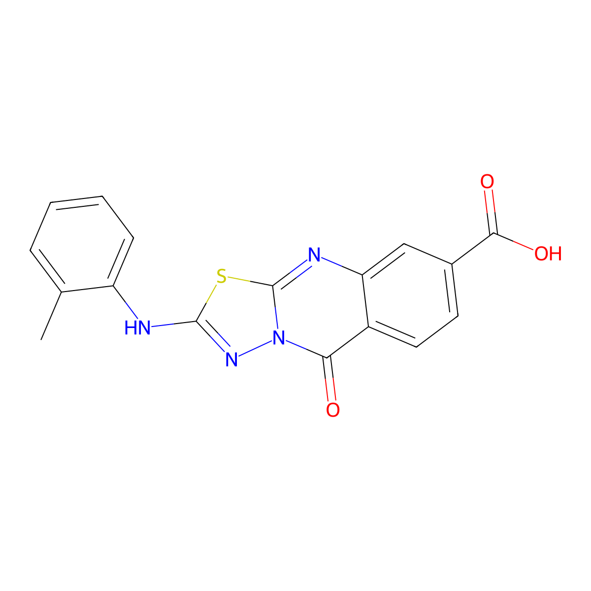 2-[(2-methylphenyl)amino]-5-oxo-5H-[1,3,4]thiadiazolo[2,3-b]quinazoline-8-carboxylic acid molecular structure, CAS 1351399-08-0