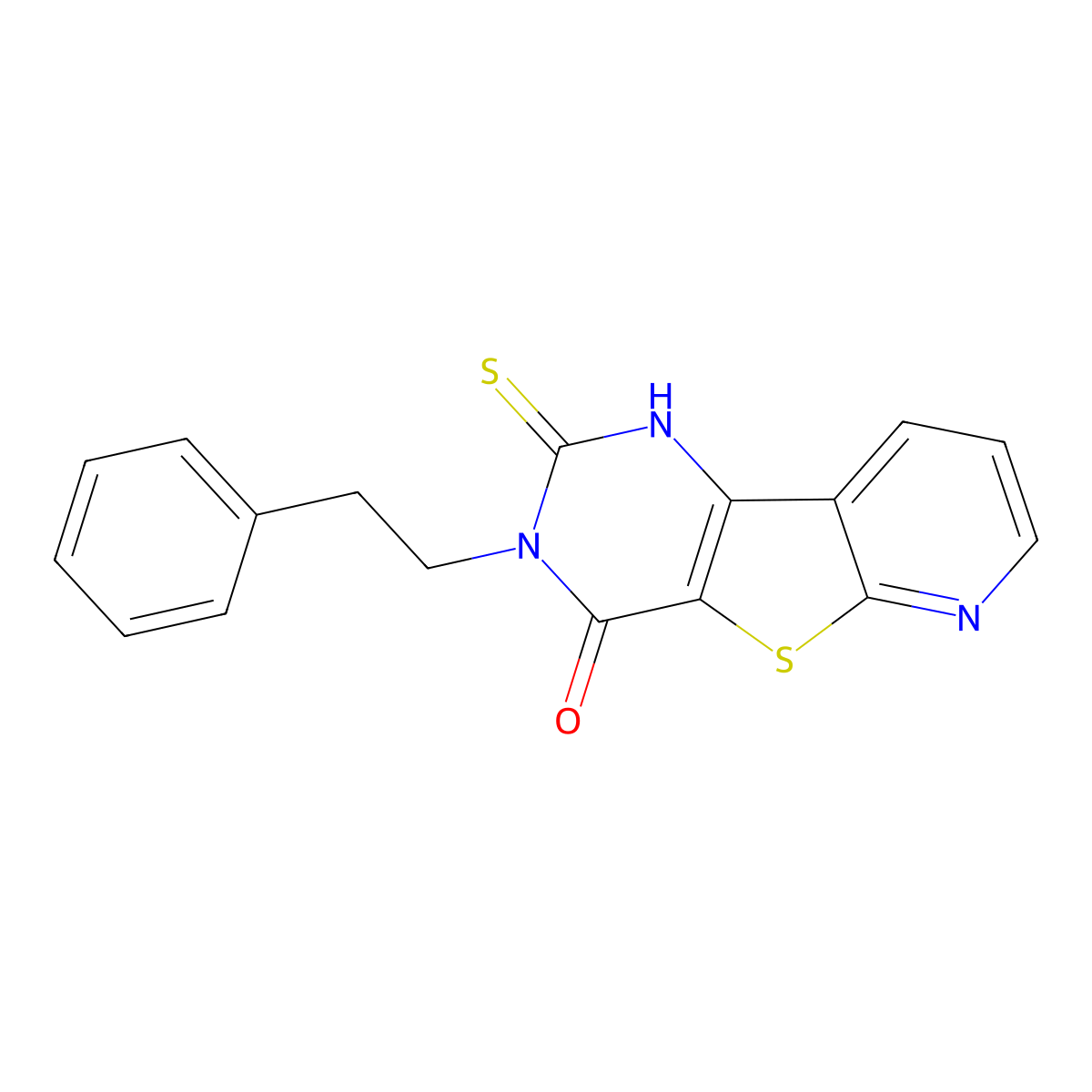 3-(2-phenylethyl)-2-thioxo-2,3-dihydropyrido[3',2':4,5]thieno[3,2-d]pyrimidin-4(1H)-one molecular structure, CAS 1351399-11-5