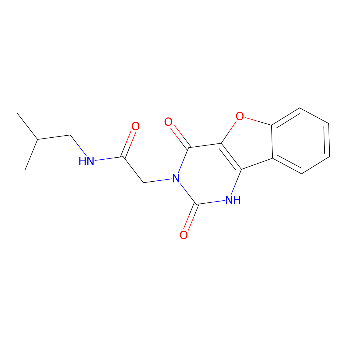 2-(2,4-dioxo-1,4-dihydro[1]benzofuro[3,2-d]pyrimidin-3(2H)-yl)-N-(2-methylpropyl)acetamide molecular structure, CAS 1351399-18-2