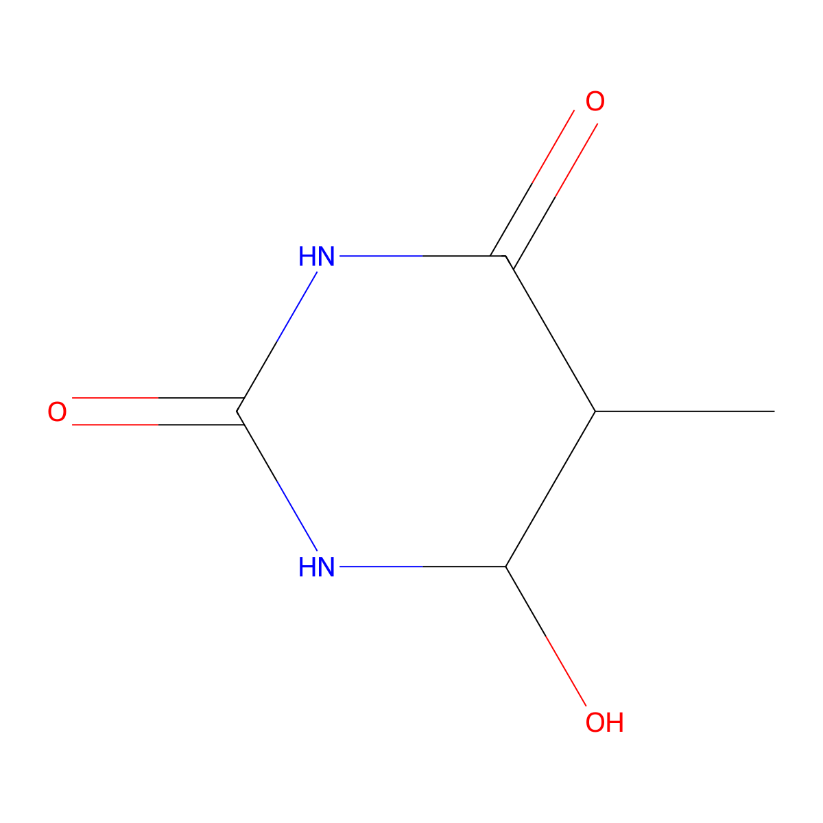 6-Hydroxy-5,6-dihydrothymine molecular structure, CAS 13514-92-6