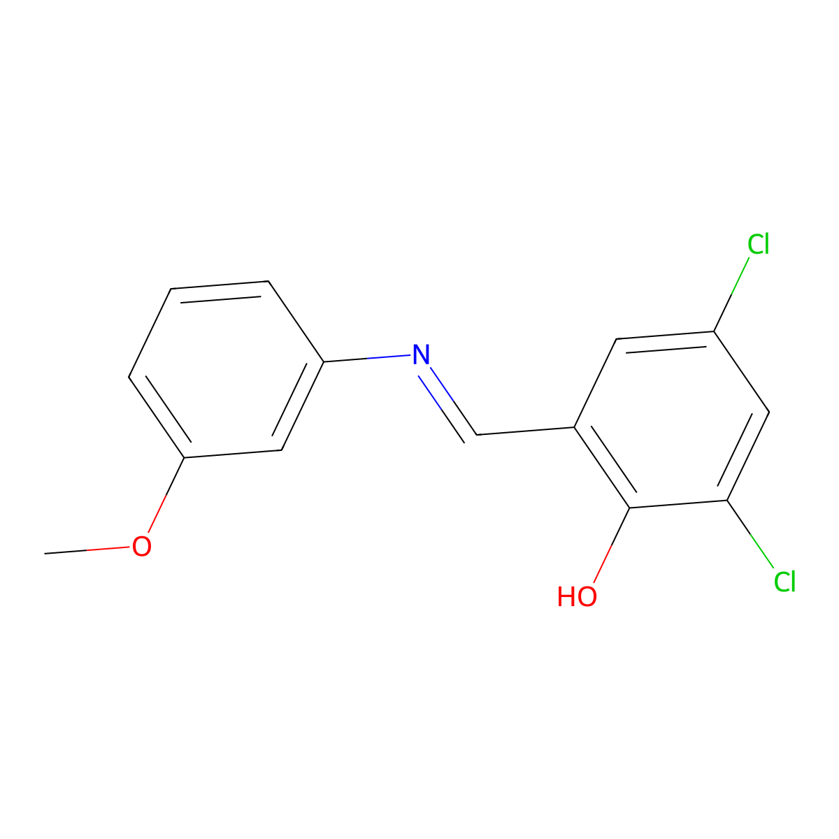 2,4-dichloro-6-{(E)-[(3-methoxyphenyl)imino]methyl}phenol molecular structure, CAS 1351406-42-2