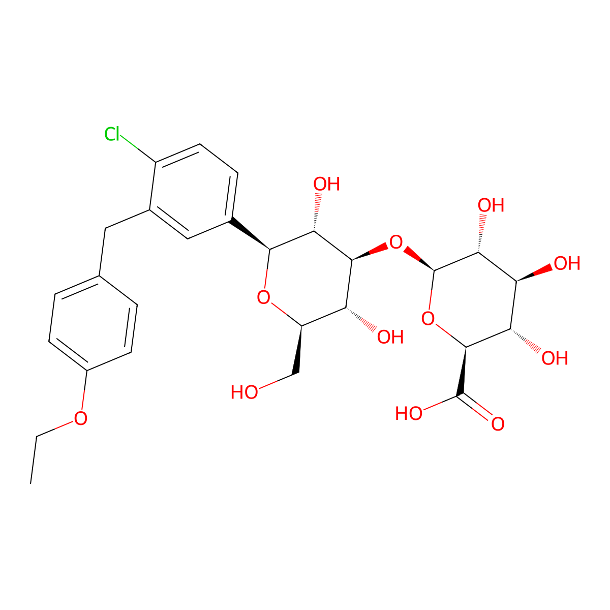 Dapagliflozin 3-O-glucuronide molecular structure, CAS 1351438-75-9