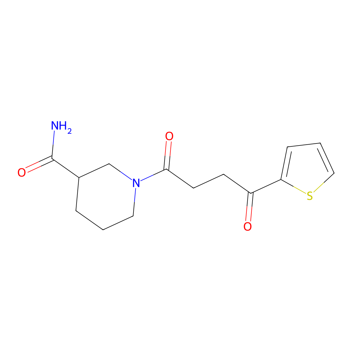 1-(4-Oxo-4-(thiophen-2-yl)butanoyl)piperidine-3-carboxamide molecular structure, CAS 1351448-98-0